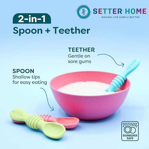 Sturdy soft BPA-free silicone baby spoons Self-feeding 6-12 months