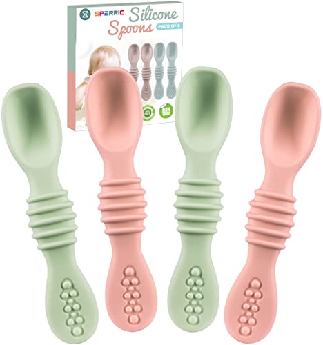 Set of 6 silicone spoons for baby led weaning