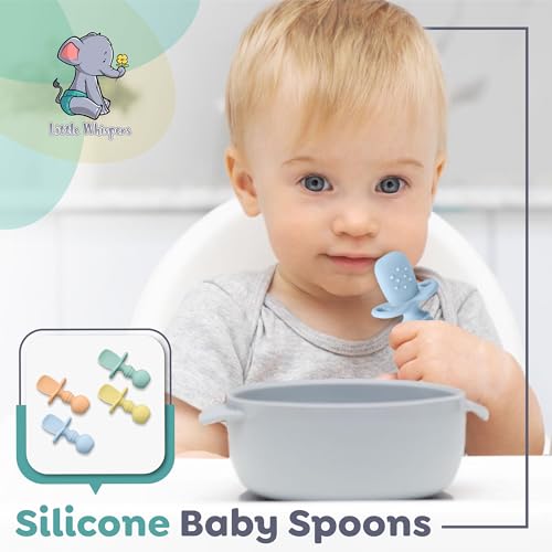 Little Whispers Baby Silicone Spoons - Self Feeding 6 Months - 4 Pack Set