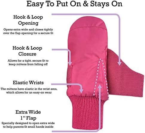 NIce Caps Kids Waterproof Snow Mittens Warm Snow-Proof for Winter