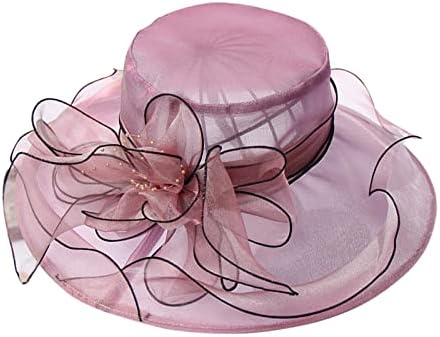 Purple Orange Fascinator for Women Wide Brim Tea Party Hat