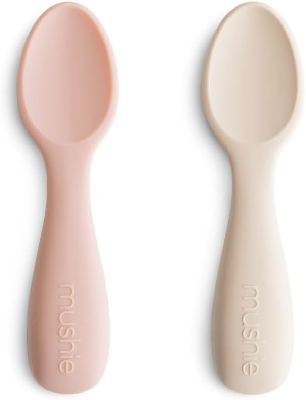 Mushie Silicone Toddler Spoons 2-Pack for Self-Feeding