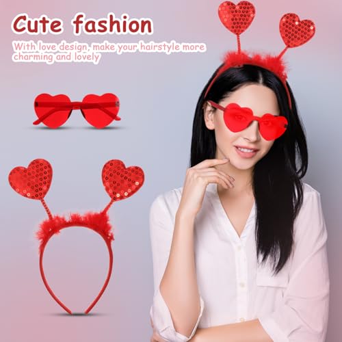 Valentines Day Heart Headband Glasses Set For Women