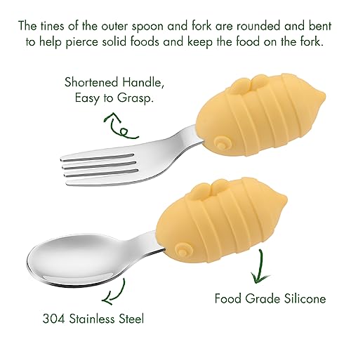 Safe Baby Fork and Spoon Set with Carry Case for Toddlers