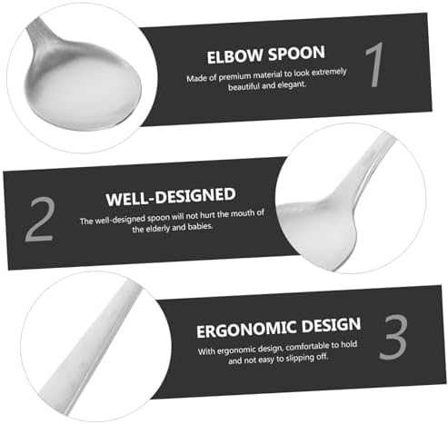 Curved Senior Baby Right-Handed Ergonomic Kitchen Spoon Silver Finish