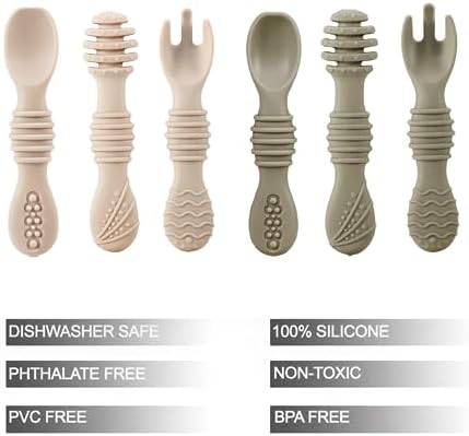 PandaEar Silicone Baby Spoons Fork Set 6 Pack 1