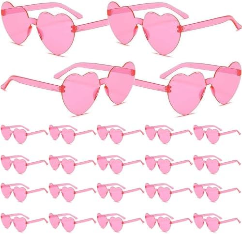 24pcs Heart Shaped Sunglasses for Valentine Party Fun