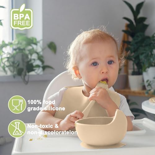 Munlinder Silicone Baby Feeding Set Beige