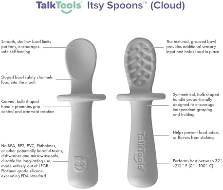 TalkTools ITSY Tiny Silicone Spoons Twin Pack - Perfect for Toddlers Picky Eaters