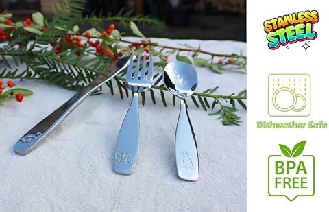 Exzact Kids Flatware Set - Stainless Steel Dinosaurs Forces - 6-Piece Family Set