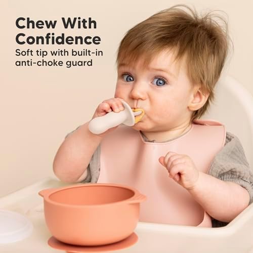 KeaBabies 4-Pack Silicone Baby Spoon Fork Set with Freezer Tray