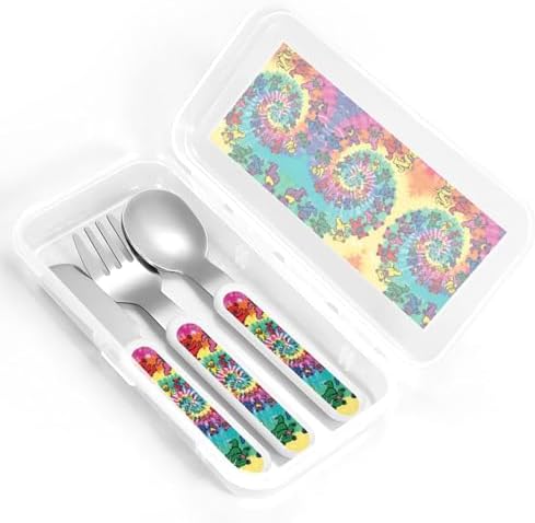 Dancing Thanksgiving Bear Print Stainless Steel Utensil Set with Travel Case
