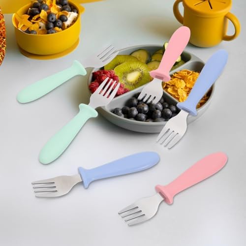 Pimoys Toddler Forks 6-Piece Set with Safe Design for Babies