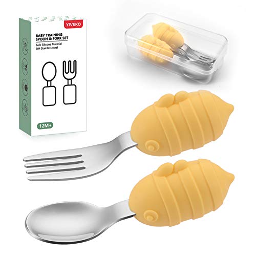 Safe Baby Fork and Spoon Set with Carry Case for Toddlers
