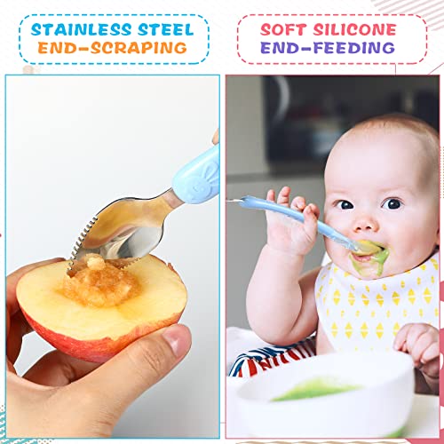 Lallisa 4-in-1 Double-Ended Silicone Steel Baby Feeding Tool Set