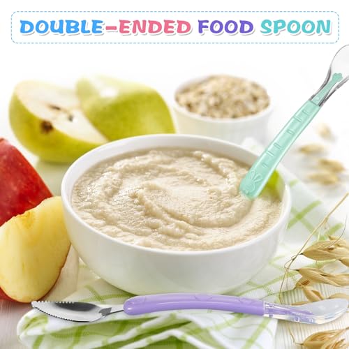 Lallisa 4-in-1 Double-Ended Silicone Steel Baby Feeding Tool Set