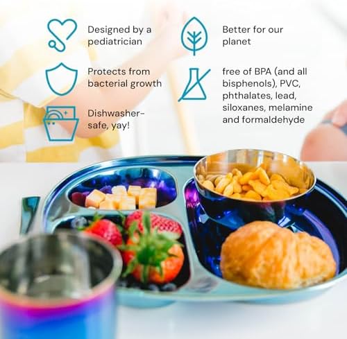 Ahimsa Kids Plate and Bowl Set - Child Friendly Healthy Mealtime