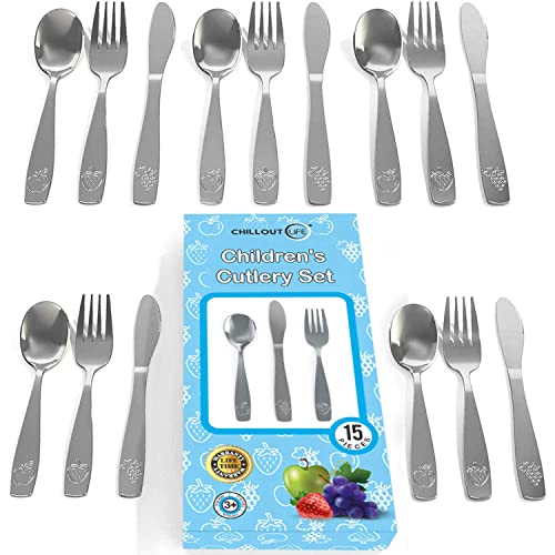 15 Piece Stainless Steel Kids Silverware Set