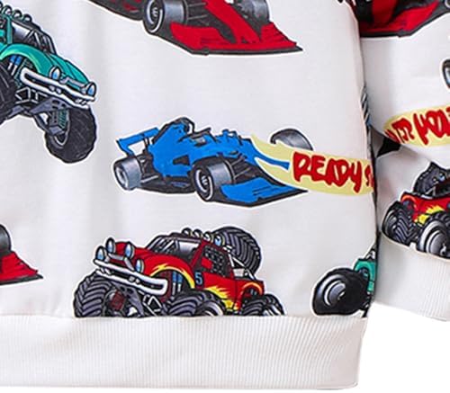 Nivne Sports Car Graphic Print Round Neck Sweatshirt for Toddlers Boys