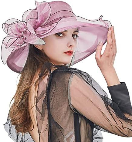 Purple Orange Fascinator for Women Wide Brim Tea Party Hat