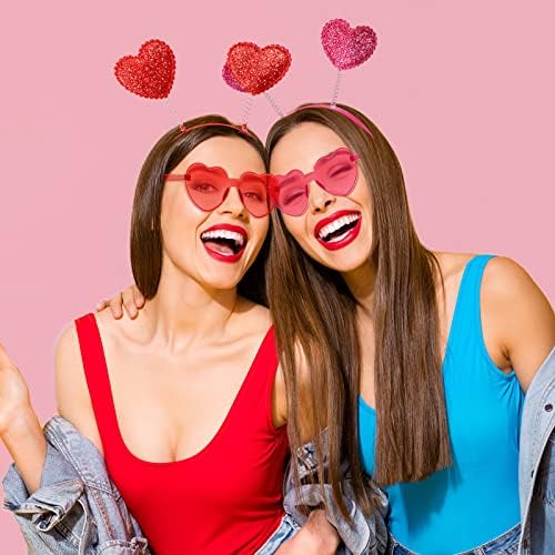 Valentines Heart Accessories 48 Pcs Heart Headbands Sunglasses for Parties