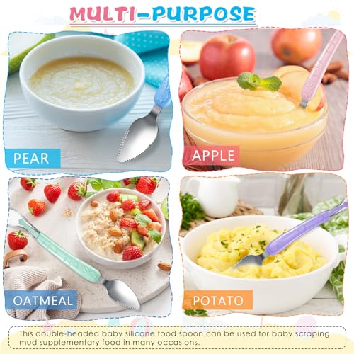 Lallisa 4-in-1 Double-Ended Silicone Steel Baby Feeding Tool Set