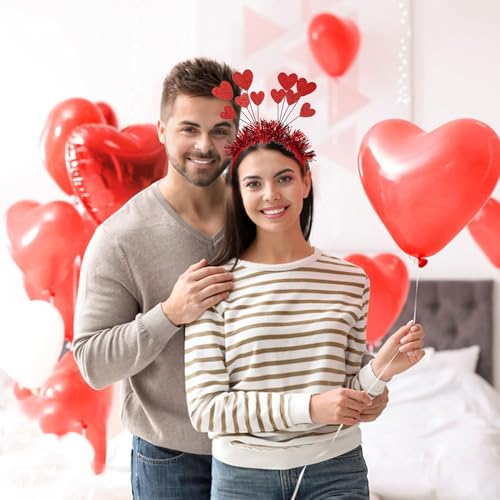 Belsita Sequins Heart Headband Valentines Day Glitter Red Heart Hair Accessories