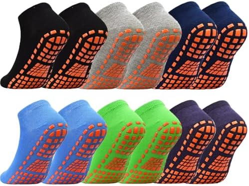 ELUTONG Anti-Skid Trampoline Socks for Kids 6 Pairs Non-Slip Socks