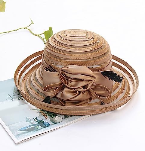 Womens Bridal Feather Headband Elegant Tea Party Hats for Weddings