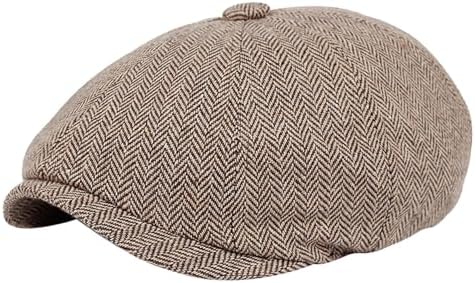8-Panel Peaky Tweed Newsboy Hat for Men Women
