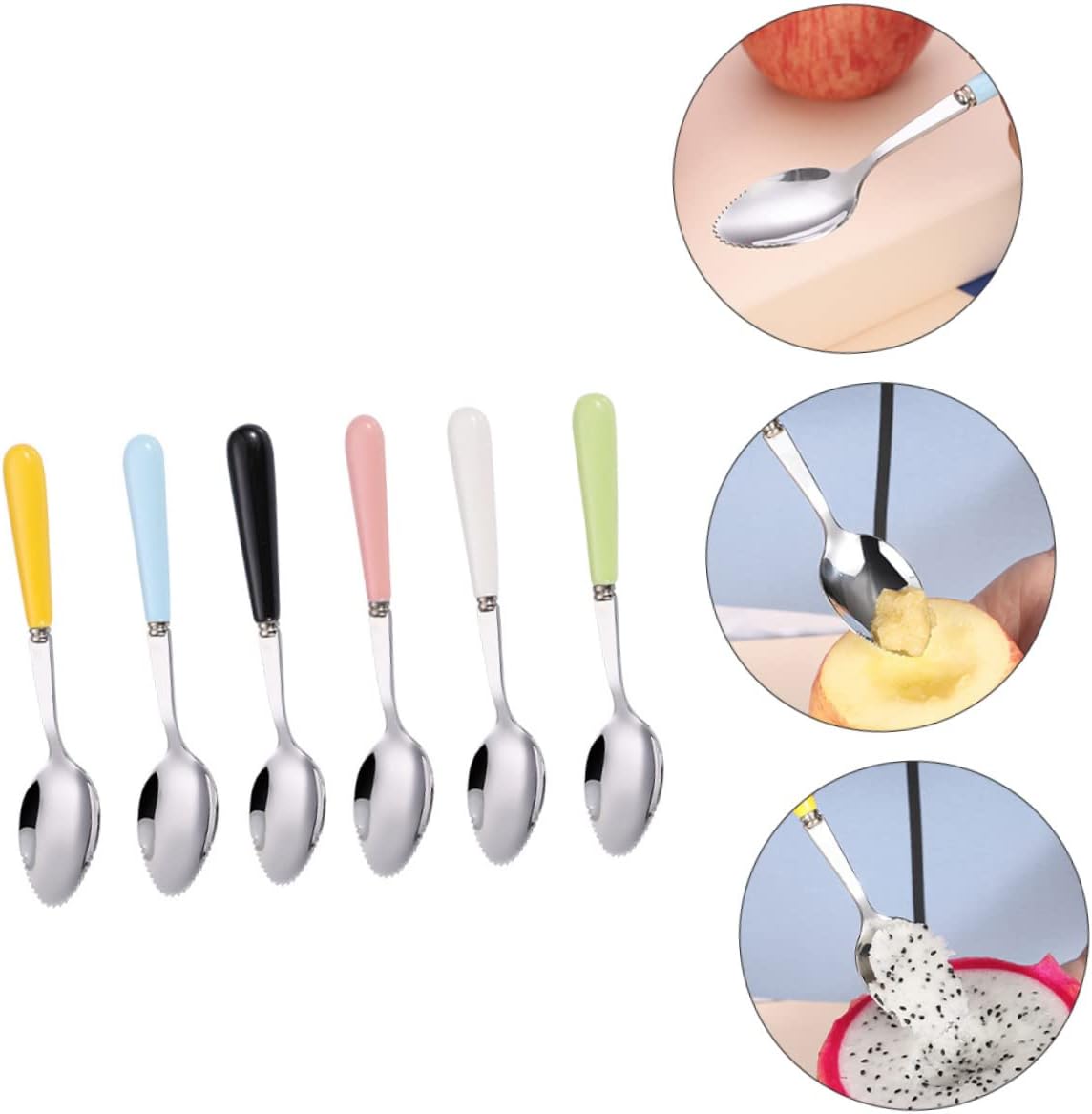 Sturdy 6-Piece Training Spoons Safe Durable for Fruit Food Preparation