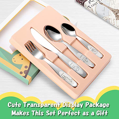 Cute Animal Kids Stainless Steel Flatware Set 4PCS Age 3