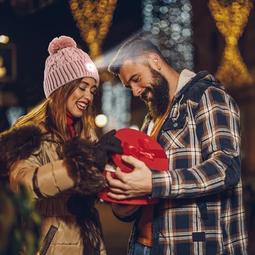 Etsfmoa Unisex Winter Beanie with LED Headlamp Hat - Warm