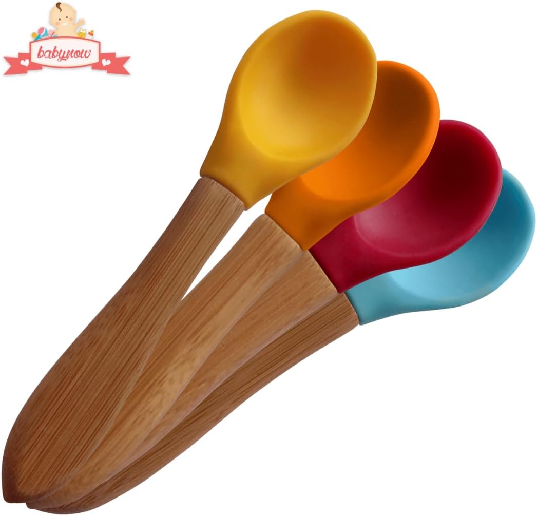 SAN SERO Bamboo Baby Spoons 4 Pack Weaning Set