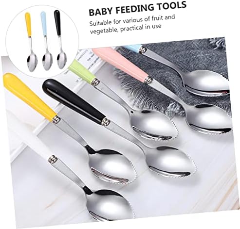 Serrated Baby Spoons Set 6PCS Easy Fruit Removal Comfortable Grip