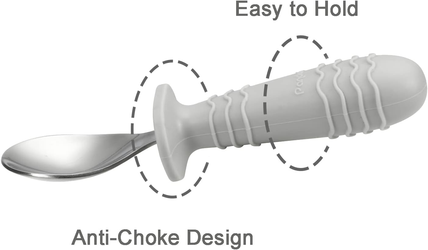 Perfect for Safety 4-Set Baby Utensils with Silicone Stainless-Steel Transparency