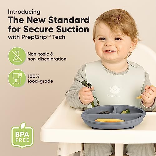 KeaBabies 4-Pack Silicone Baby Utensils Set and Suction Plates
