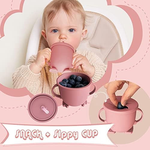 10pcs Baby Feeding Set with Suction Bowl and Plate Pink