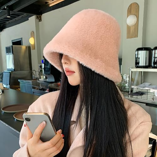 HGps8w Winter Fuzzy Bucket Hat Warm Stylish