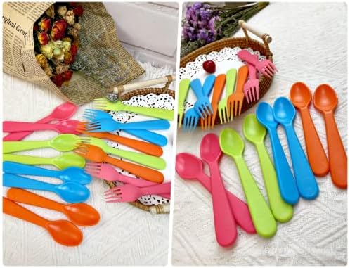 Jawbush 16-Piece Plastic Flatware Set for Kids Lunch