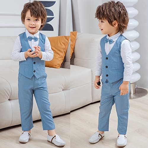Boys Kids Cotton Suits Set with Bowtie
