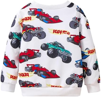 Nivne Sports Car Graphic Print Round Neck Sweatshirt for Toddlers Boys