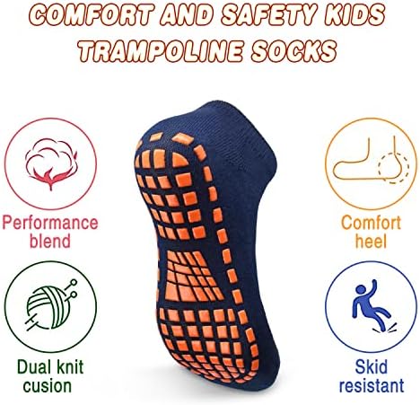 ELUTONG Anti-Skid Trampoline Socks for Kids 6 Pairs Non-Slip Socks