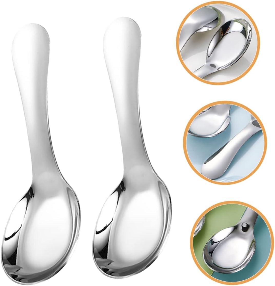Luxshiny 2-Piece Kids Stainless Steel Spoons Durable and Safe