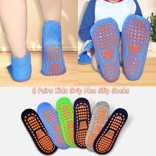Non-Slip Grip Socks for Boys 2-13