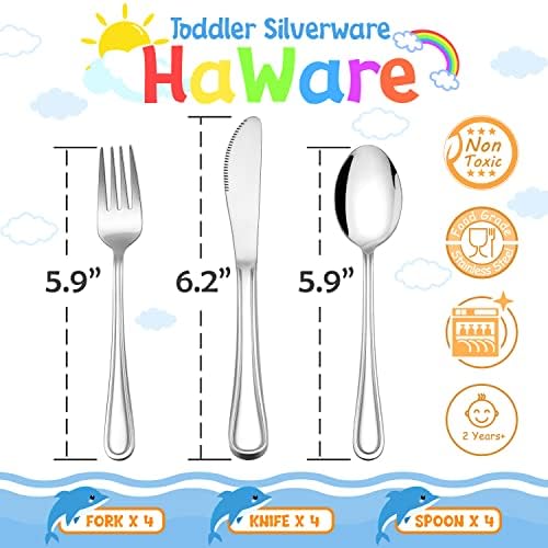 HaWare 12-Piece Kids Flatware Set for Toddlers