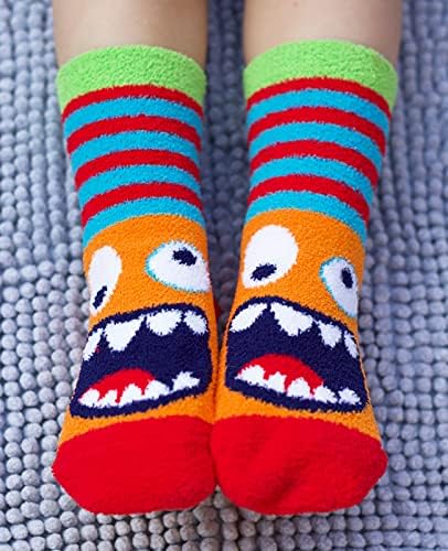 Monster Fuzzy Slipper Socks for Boys