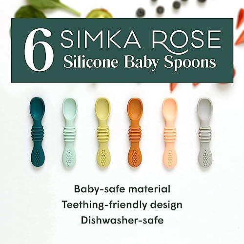 Simka Rose Silicone Baby Spoons Self-Feeding Gums- friendly dishwasher microwave safe