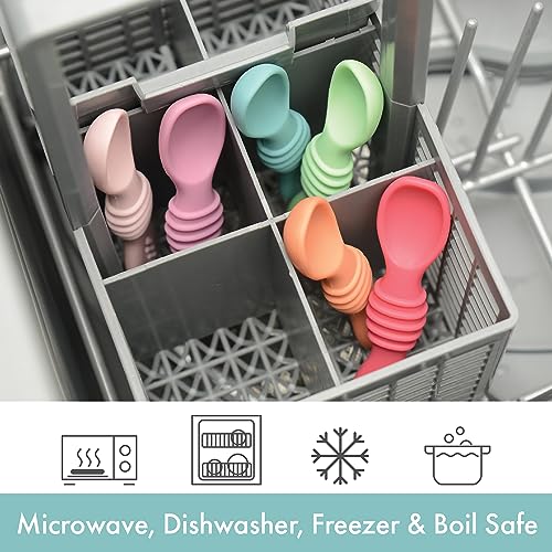 Compact Silicone Chew Spoon Set Perfect for Babies and Toddlers