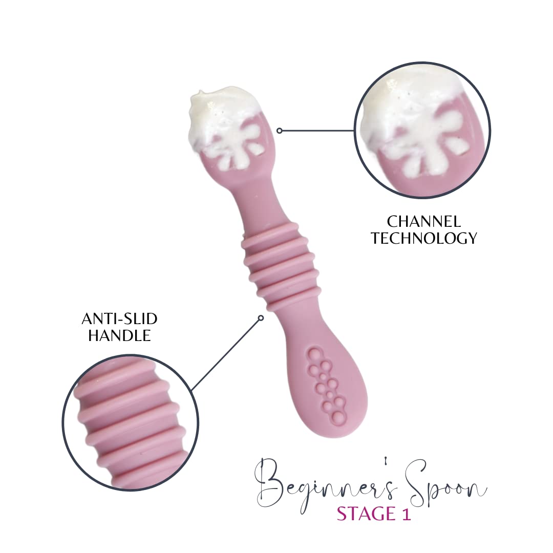 Nouribite Baby Silicone Spoons Fuchsia Set of 3 4 Months